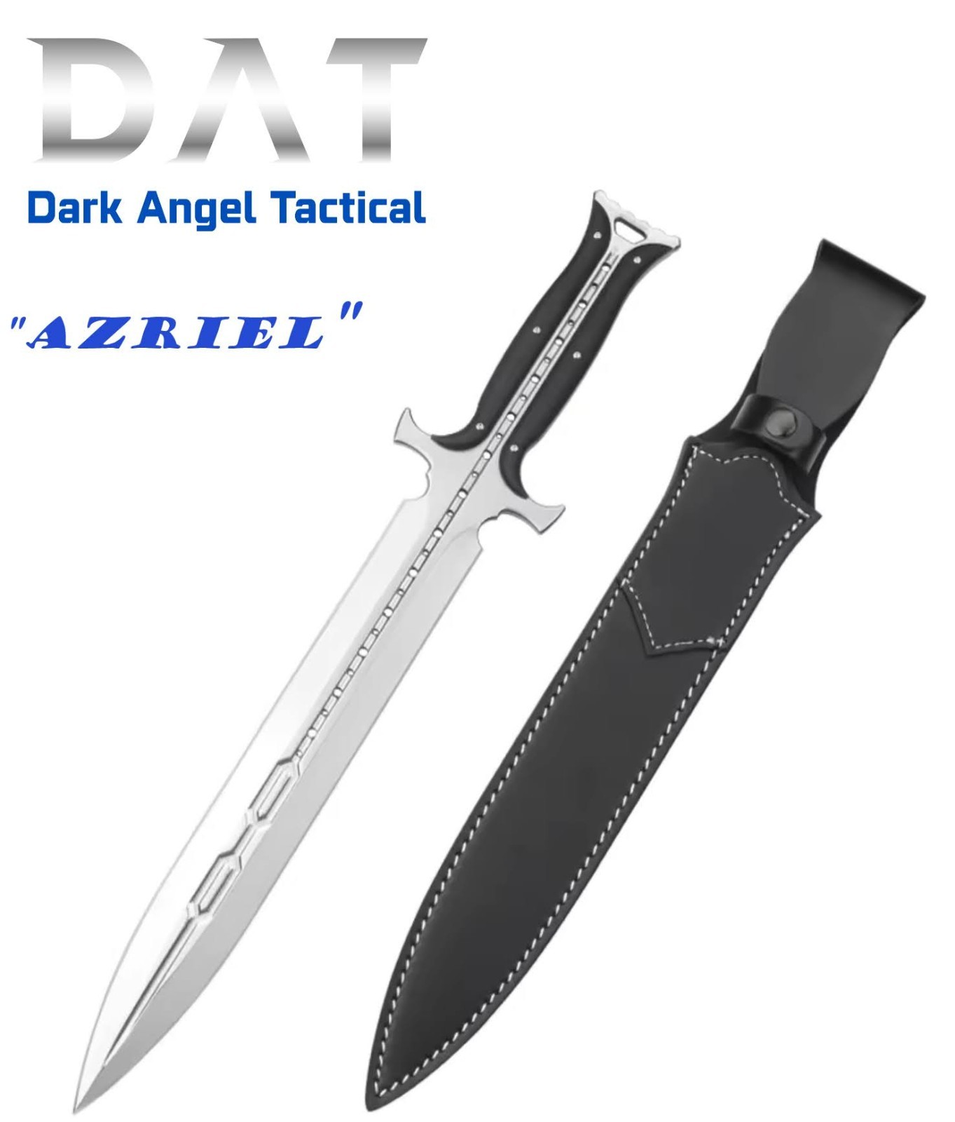 Dagger, tactical, survival, knife w/ Leather Sheath 11.5″ blade 18″ overall