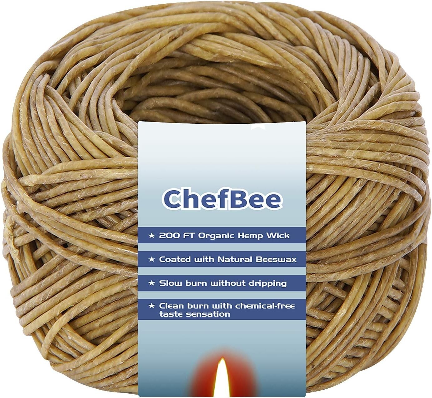 200 FT 100% Organic Hemp Wick, Hemp Wick Well Coated Natural Beeswax for Hemp Wi