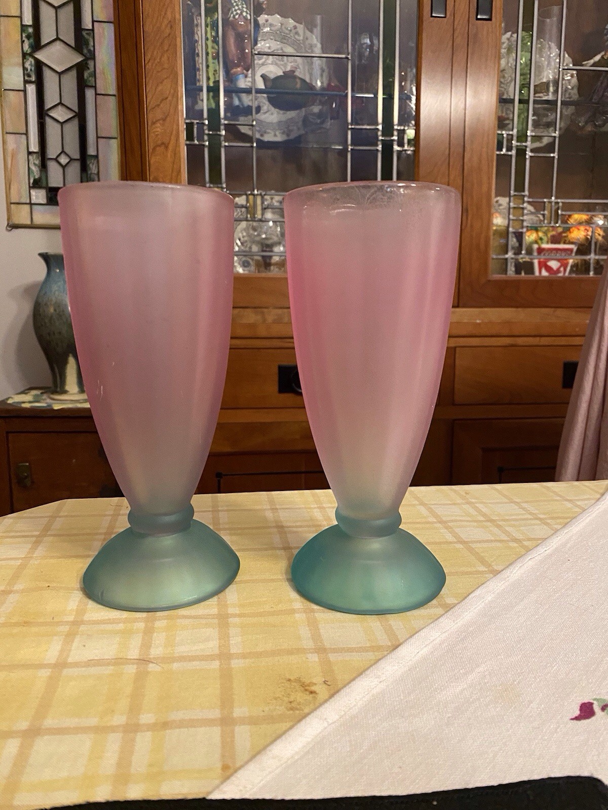 Vintage 1950’s Libbey Ka-Dinka Frosted Parfait Glasses Set Of 2 – Excellent