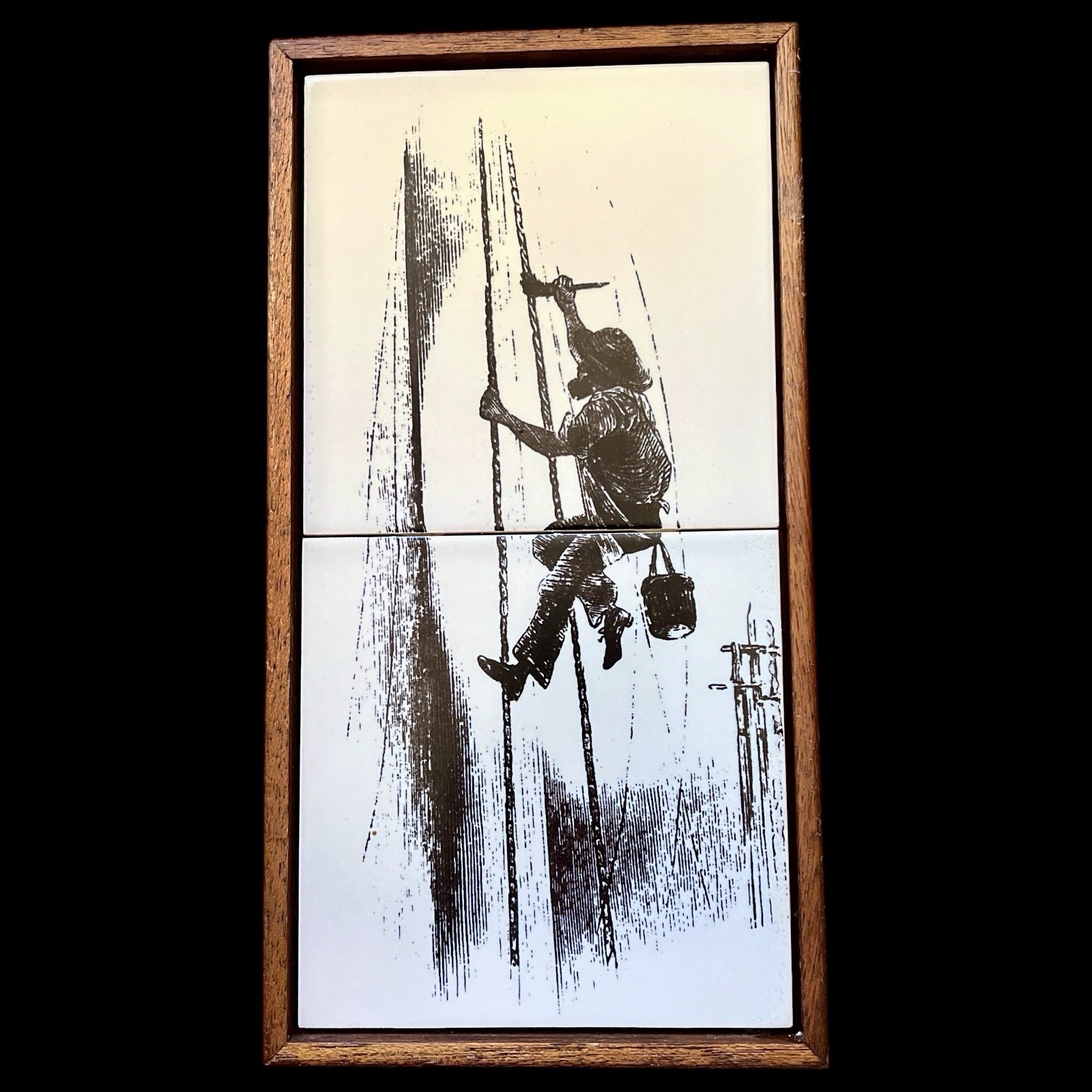Framed Wall Art Tile Reproduction Of 1868 Stanley Fox “The Lineman” 6.5”x13”