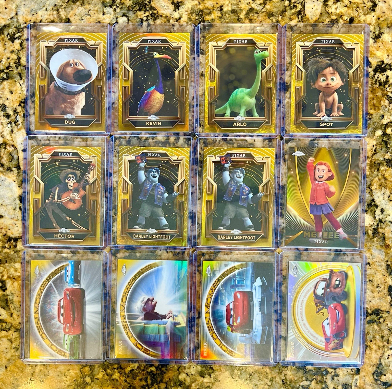 2025 Topps Chrome Pixar Gold Twelve (12) Card Lot As Shown In Attached Photo