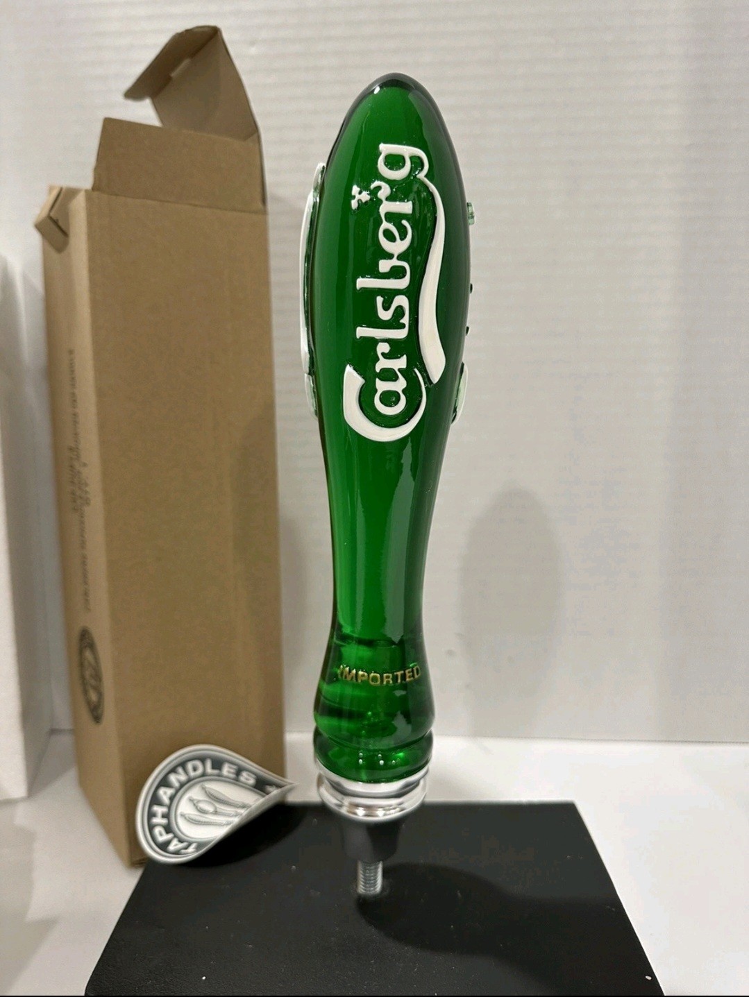 Carlsberg Green Lucite 10.5” Tall Beer Tap Handle Denmark Mancave New In Box NIB