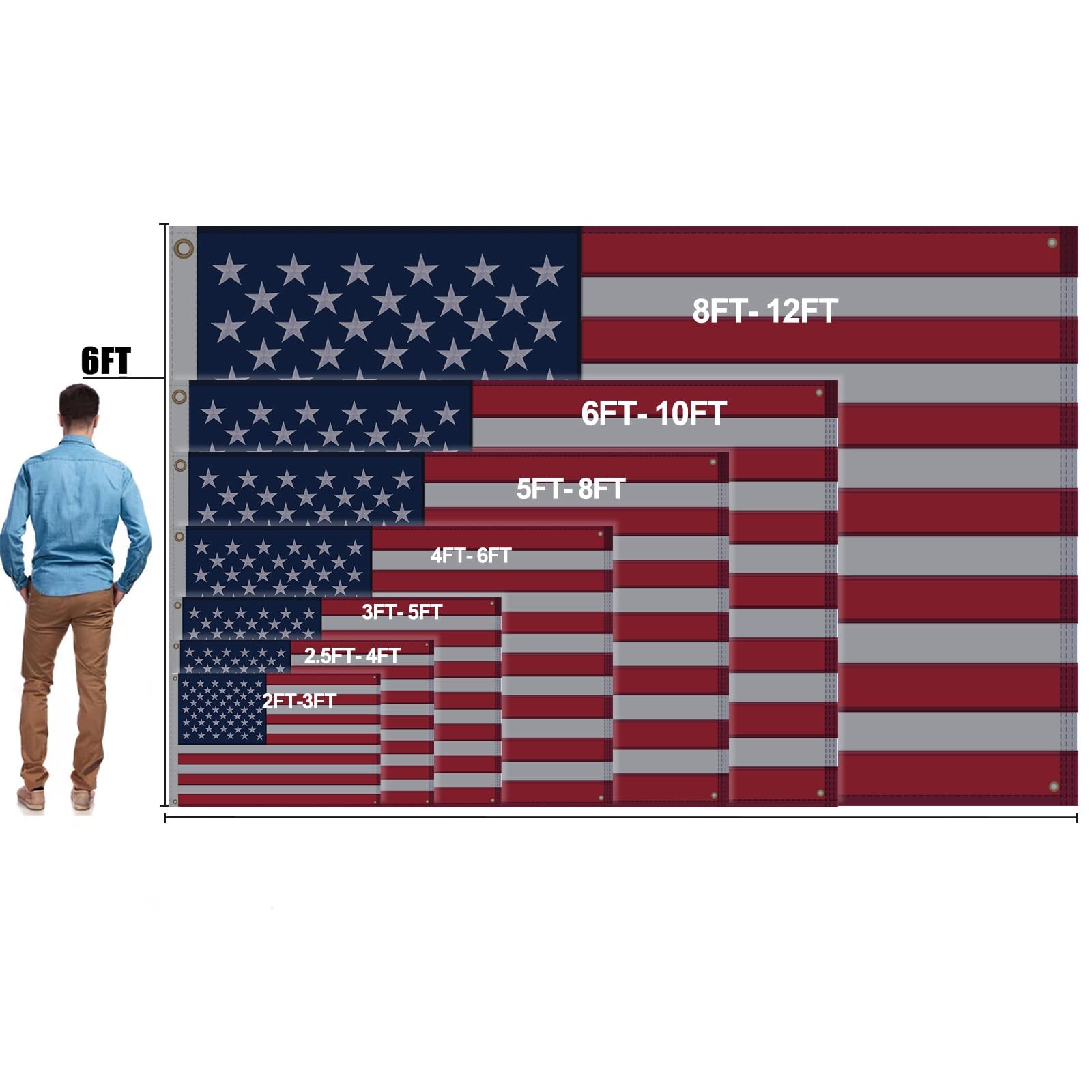 Jamont American Flag 8X12 Ft Multipurpose Heavy Duty Us Flag 6 Brass Grommets