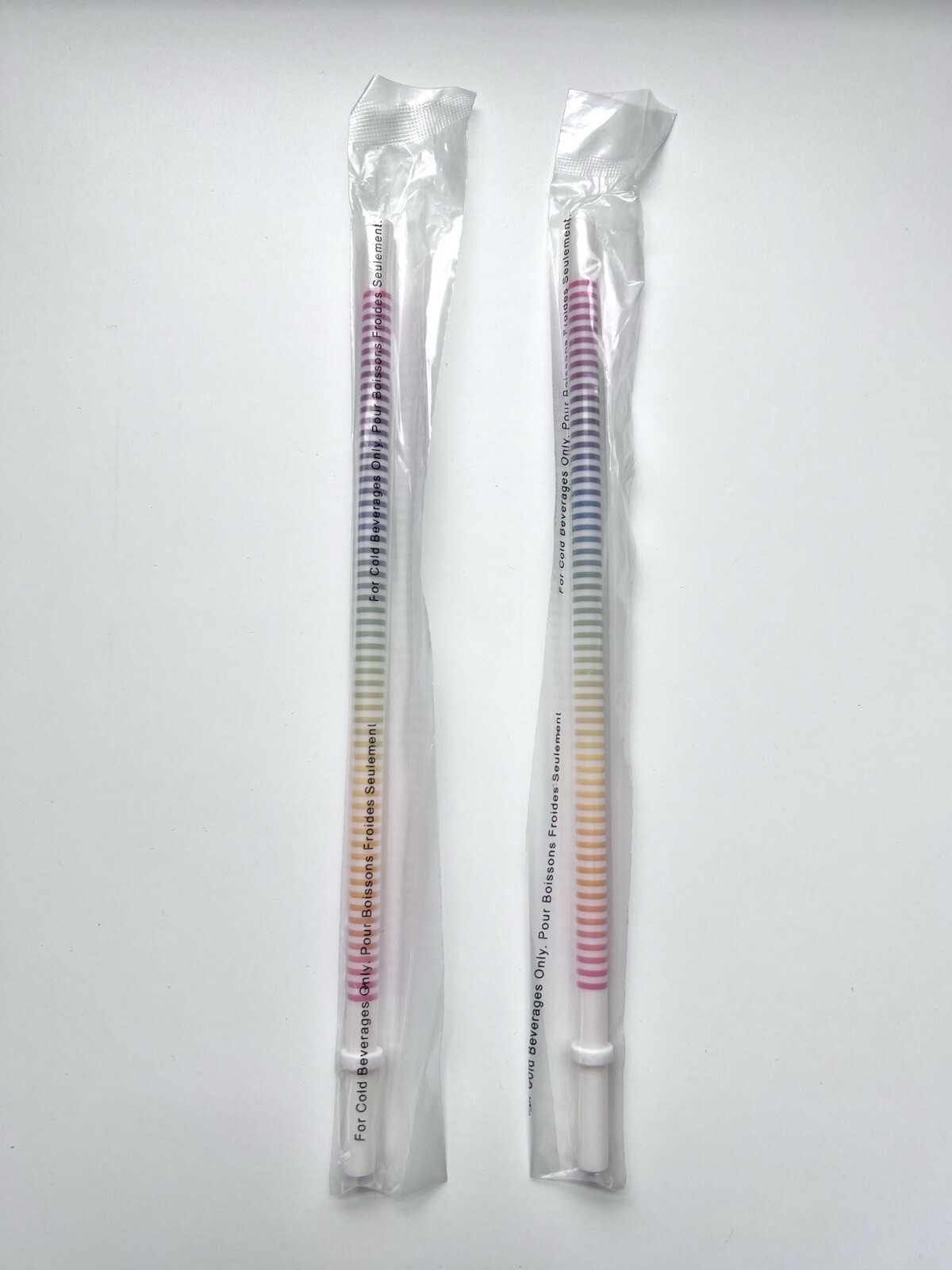 2 Starbucks Rainbow Striped Plastic Reusable Cold Cup Straw Summer Fits Bearista