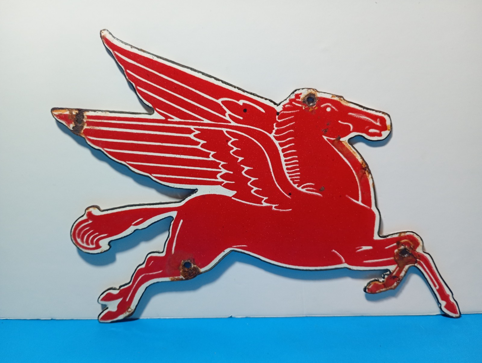 Vintage Pegasus Mobil Oil Porcelain Enamel Metal sign 9″ X 5″ Inch