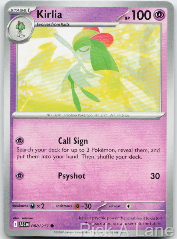 Kirlia 088/217 Common Ascended Heroes Pokemon Near Mint