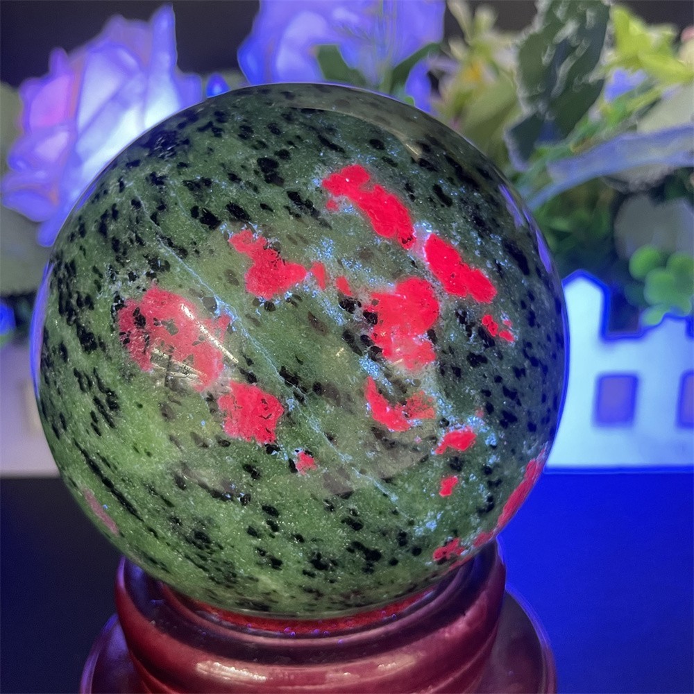 3LB 3.5″Natural Ruby In Zoisite Sphere Ball Crystal Heal Reiki Quartz Mineral
