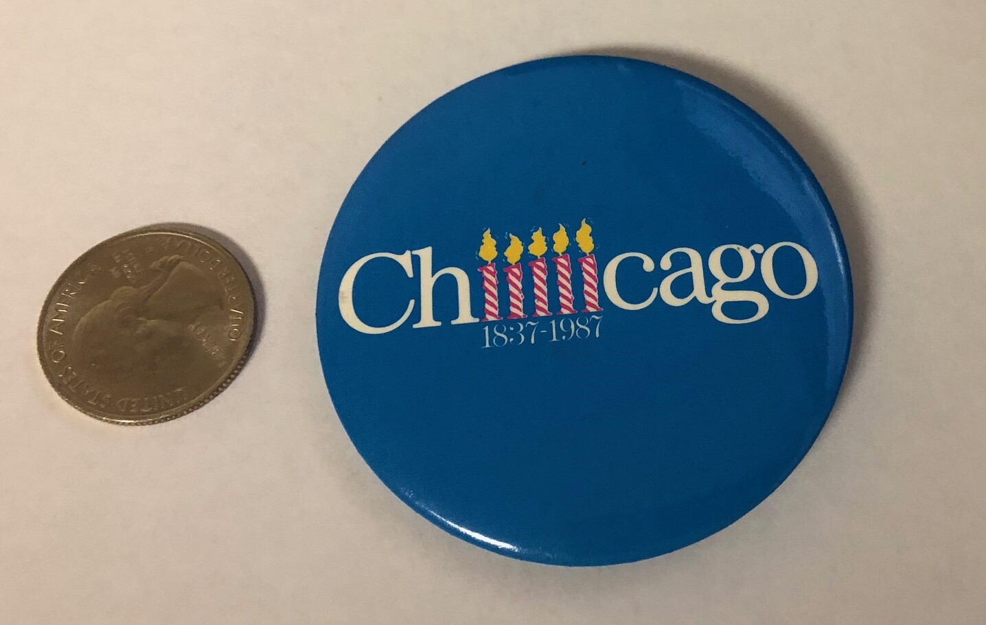 1987 Chicago 150 Years Button Pin