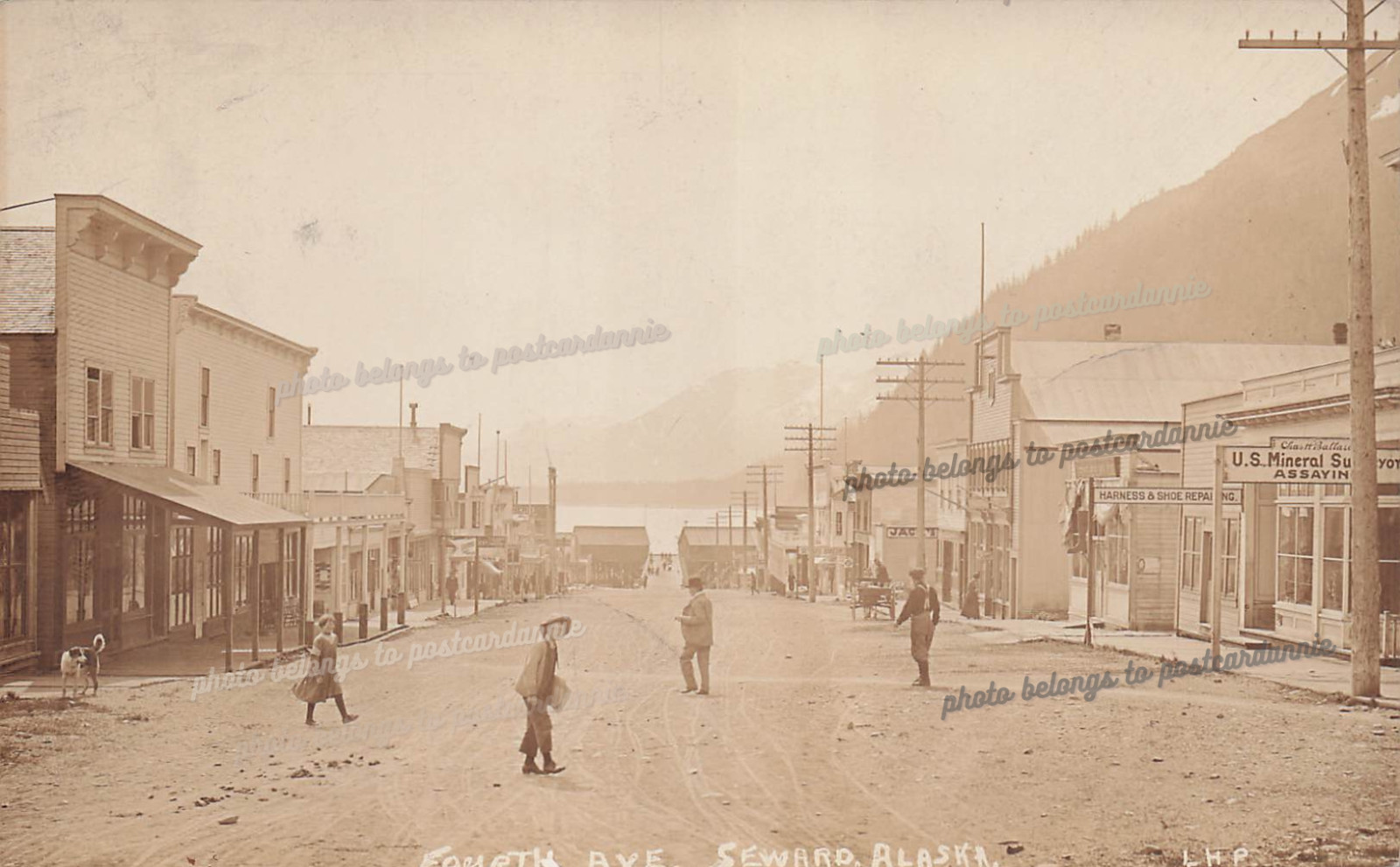 RPPC Seward Alaska Main Street Fourth Ave mineral assaying Photo Postcard I21