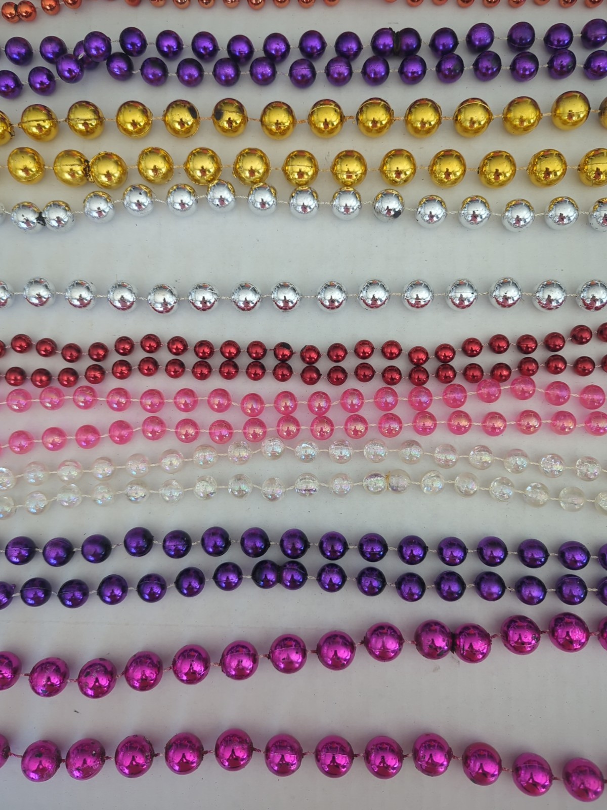 Mardi Gras Beads Lot Of 16 Larger Bead Necklaces New Orleans Throw