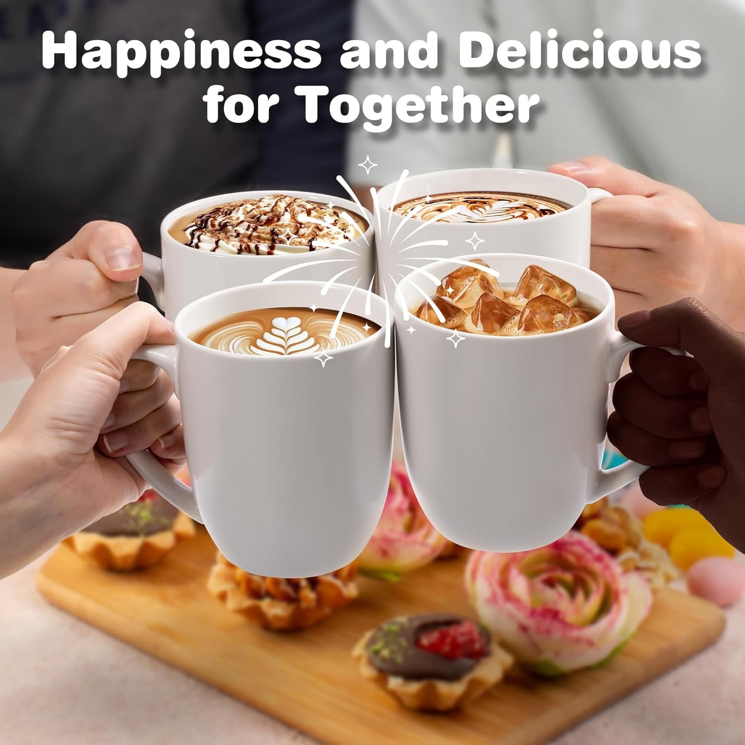 16-Ounce Large Coffee Mug with Handle Teacup Creative Coffee Mug (White)