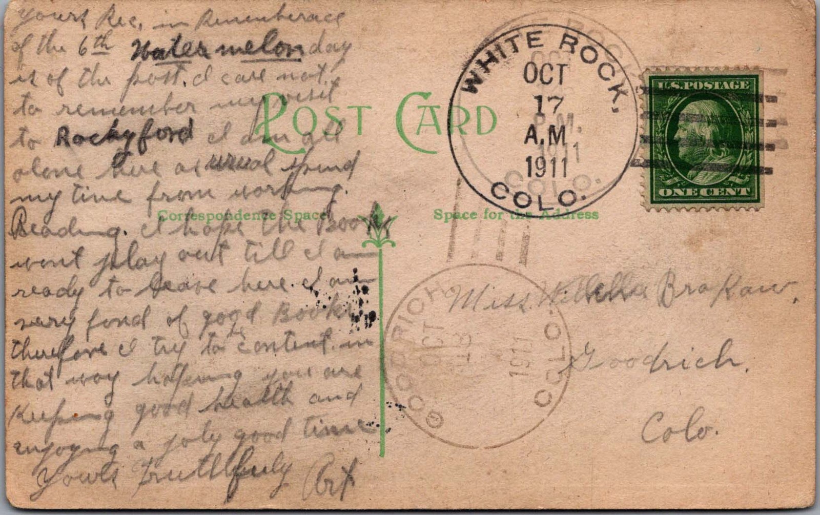 Divided Back Postcard US Motto Card True Virtue and Chosen Purpose