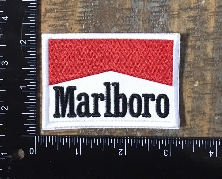 MARLBORO Cigarettes Racing Team Smoking Tobacco 3″ Retro Logo Iron-On Patch