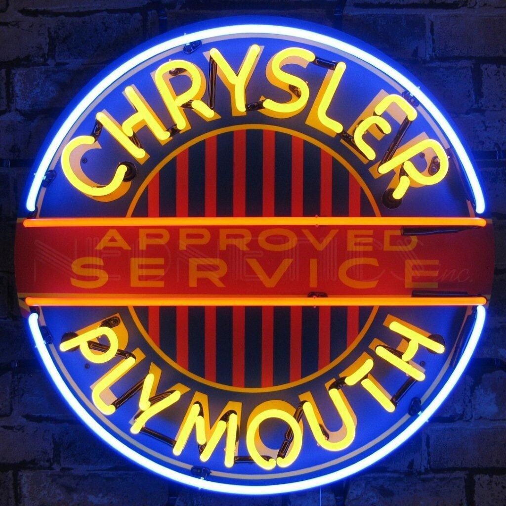 Chrysler Plymouth ‘Approved Service’ Neon Sign 24″x24″ 5CRYPL