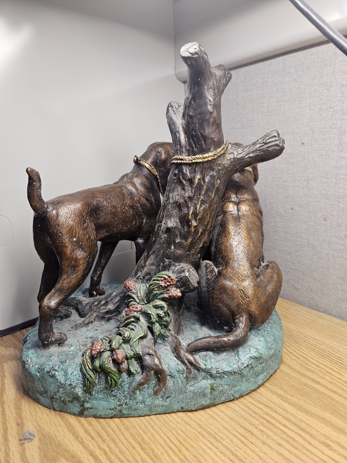 Hunting Dogs Bronze Sculpture Grace Mott Johnson 14″ Tall Tree Abt 1920 22lbs