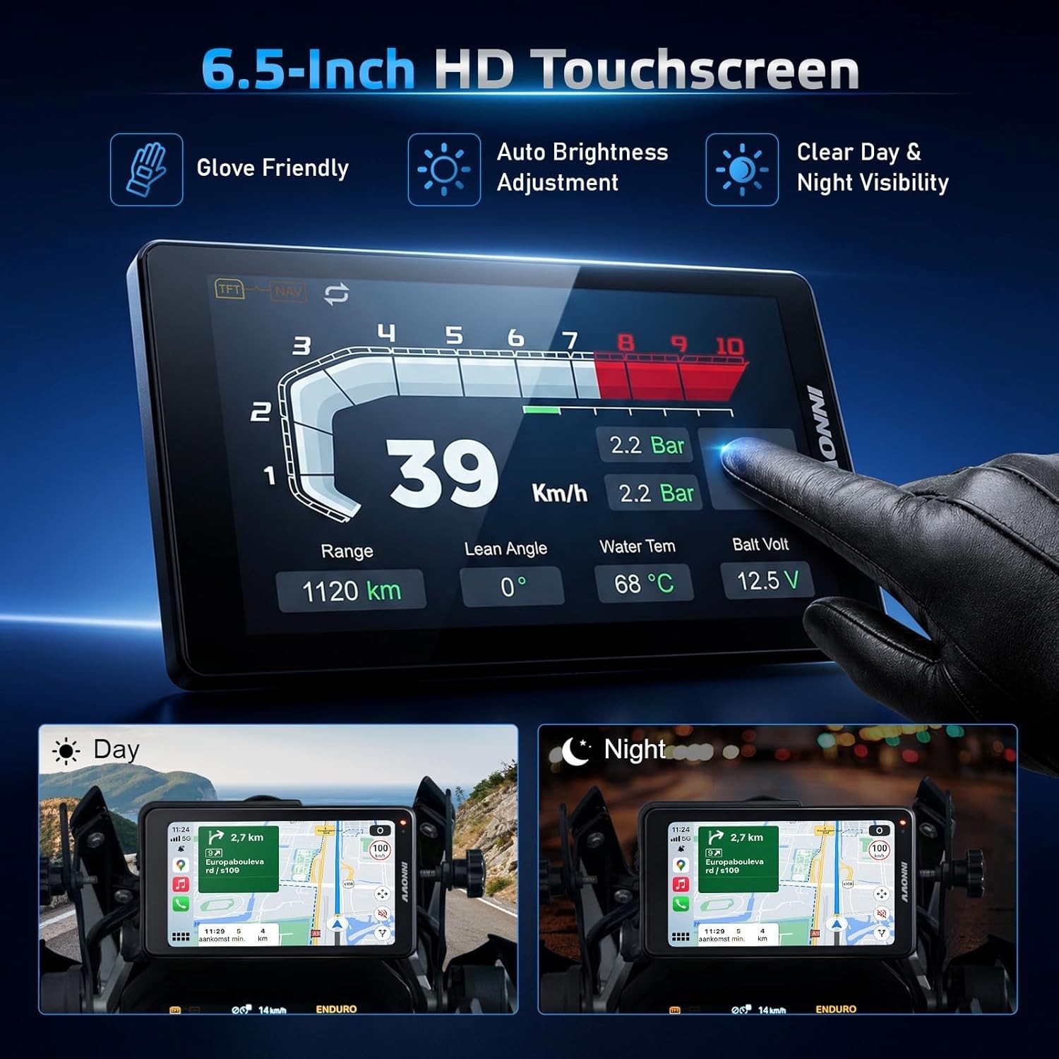 N2 for BMW Motorcycle Wireless CarPlay & Android Auto, 6.5″ Touch Screen, Works