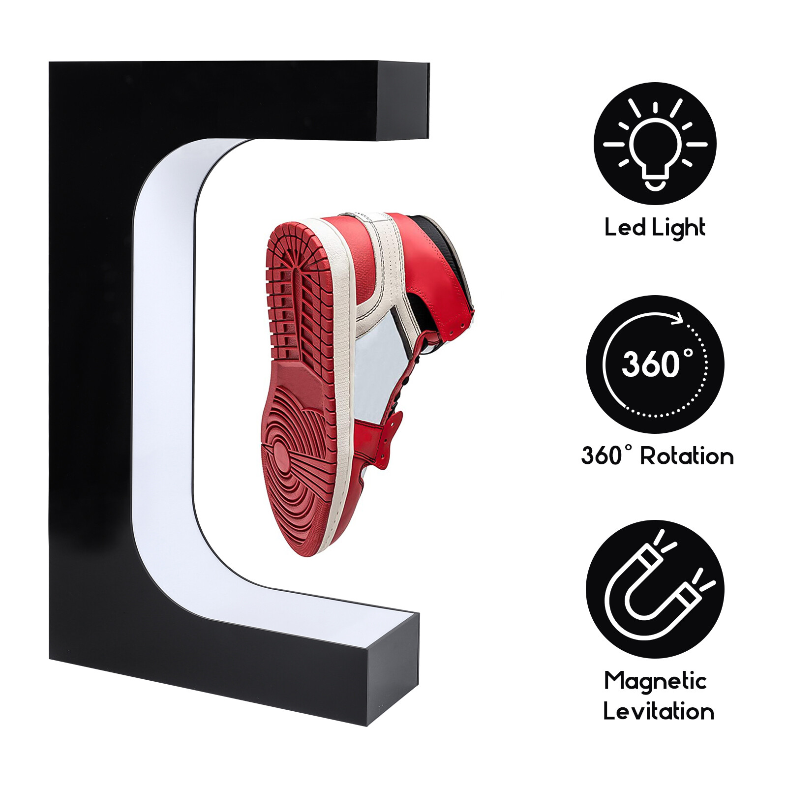 Unique Shoe Storage Box Container LED Light Levitating Floating Sneaker Display