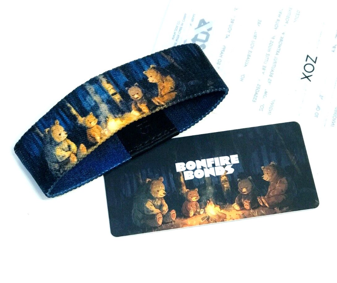 ZOX **BONFIRE BONDS** Silver Large Strap Wristband w/Card BEARS