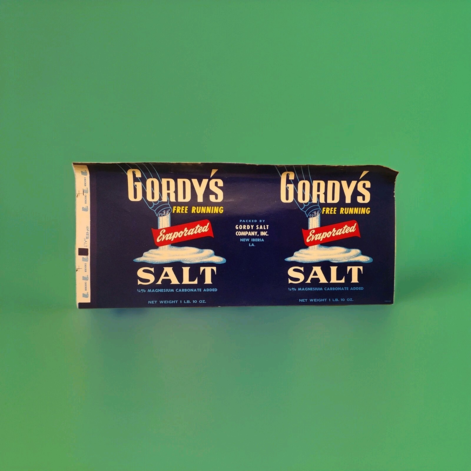 Gordys Evoprated Salt 1 Lb 10oz 64 Uncirculated Can Label