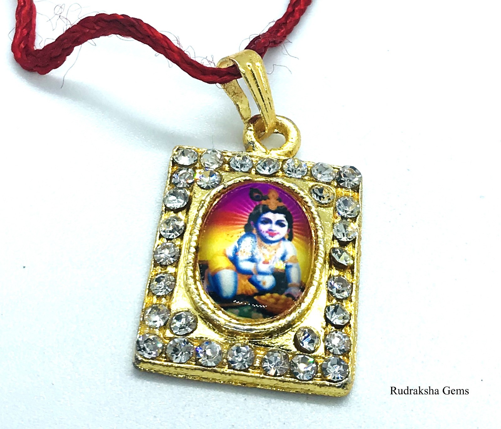 KRISHNA PENDANT HINDI DEITY LORD SHRI VASUDEVA GOPALA NECKLACE CHARM + RED CORD