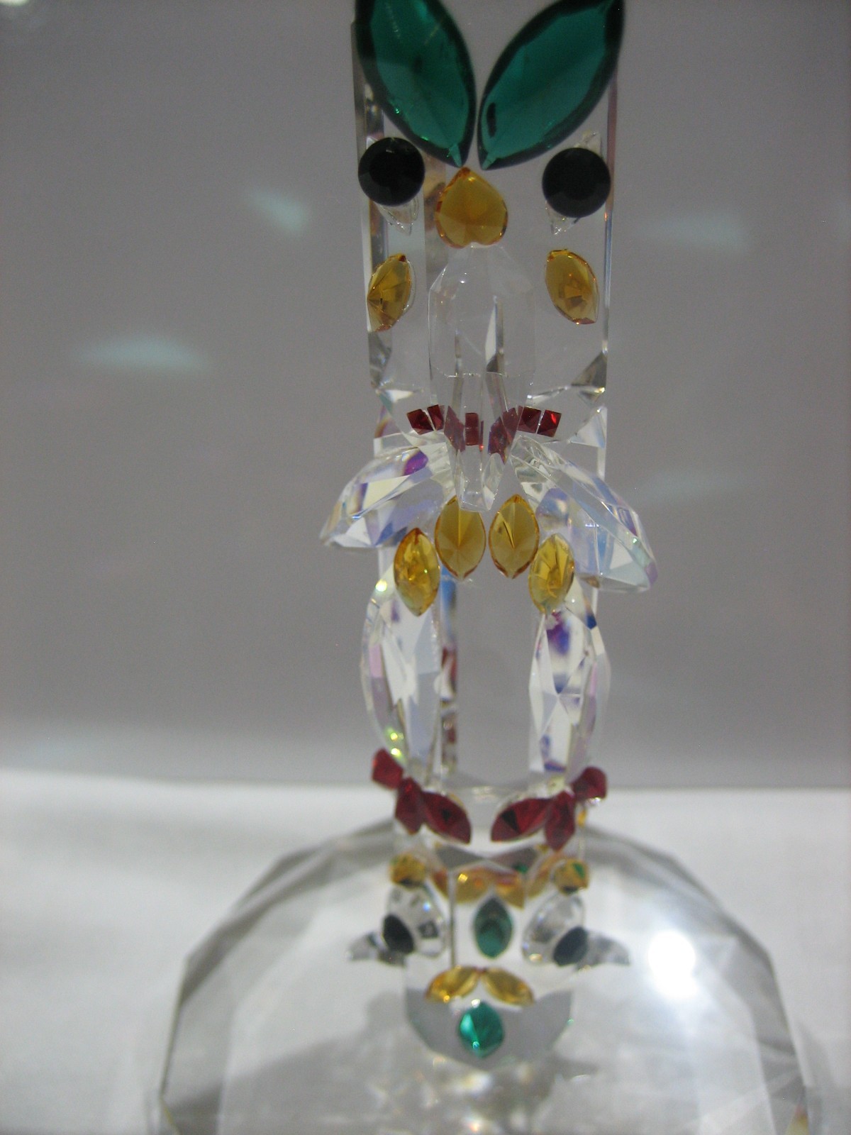 STUNNING CRYSTAL MULTI COLOR OWL 8″ ALASKAN TOTEM POLE
