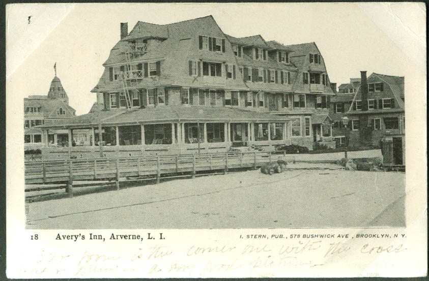 Avery’s Inn Averne Long Island NY postcard 1900s undivided back
