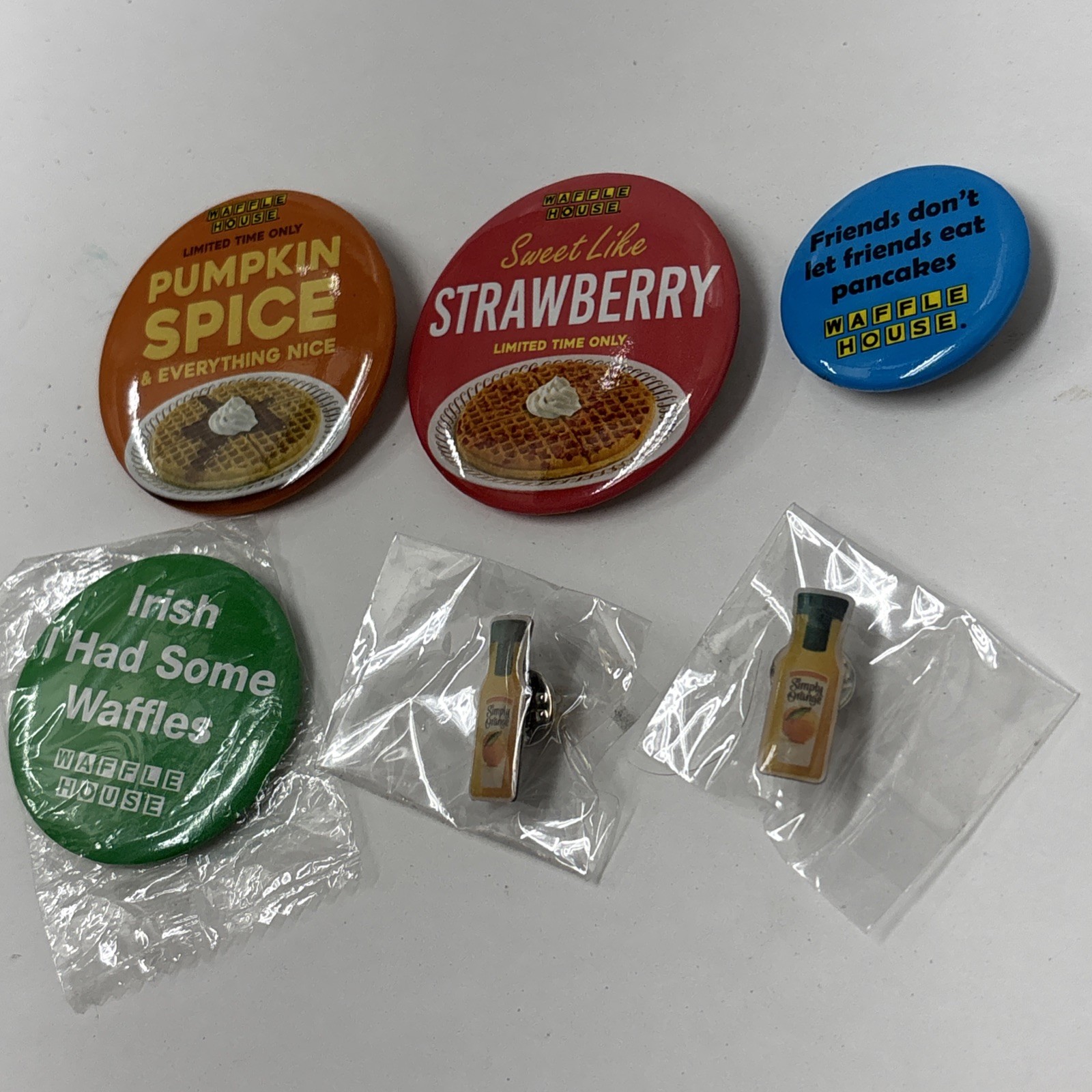 Waffle House Pins, Lot of 6 Pins, Brand New, 3 Sealed