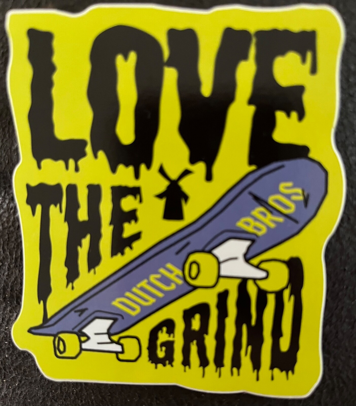 *NEW* Dutch Bros Sticker SEPTEMBER 2023 Love The Grind Skateboard Yellow & Black