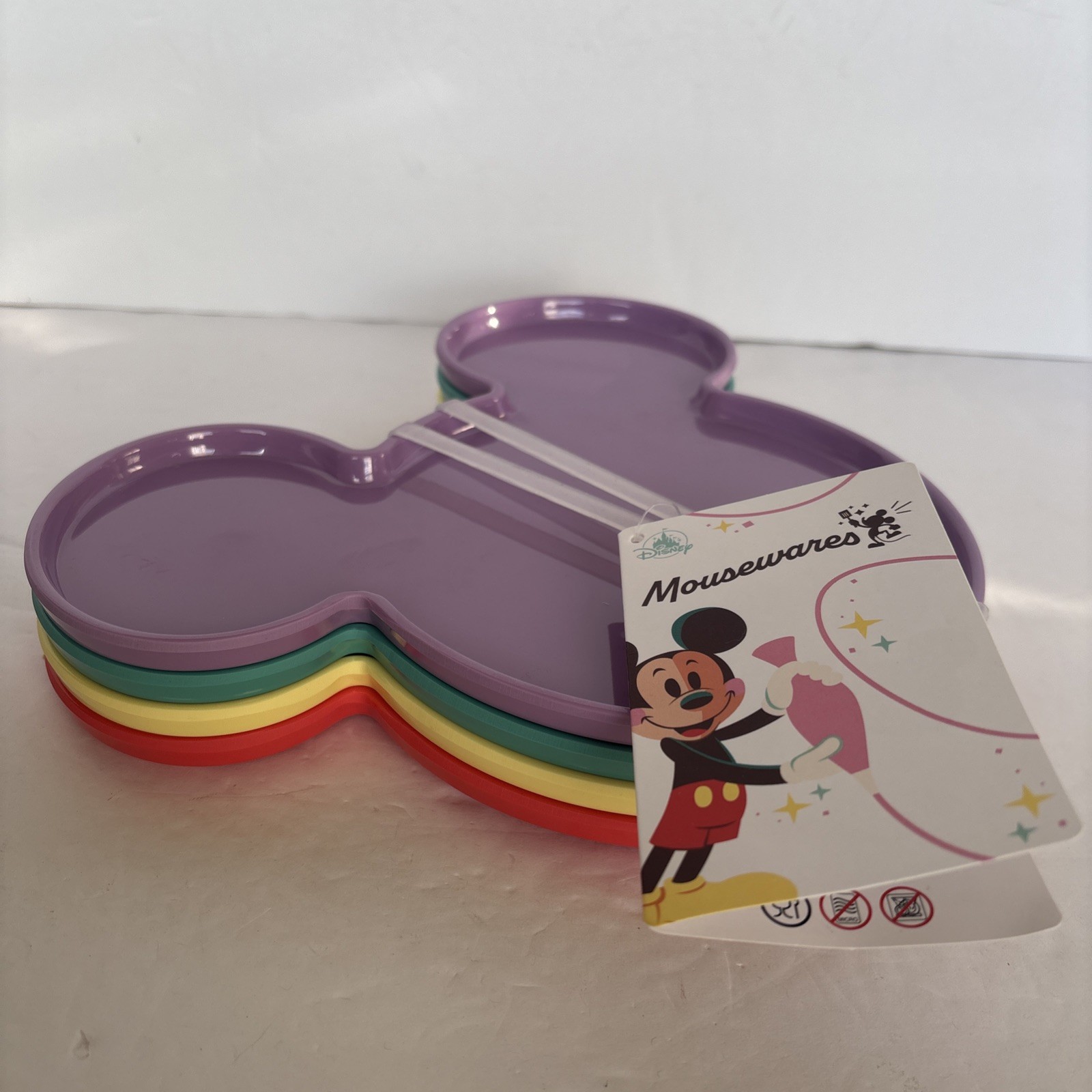 Disney Parks Mickey Mouse Icon Melamine Appetizer Plate Set of 4 Mousewares NWT