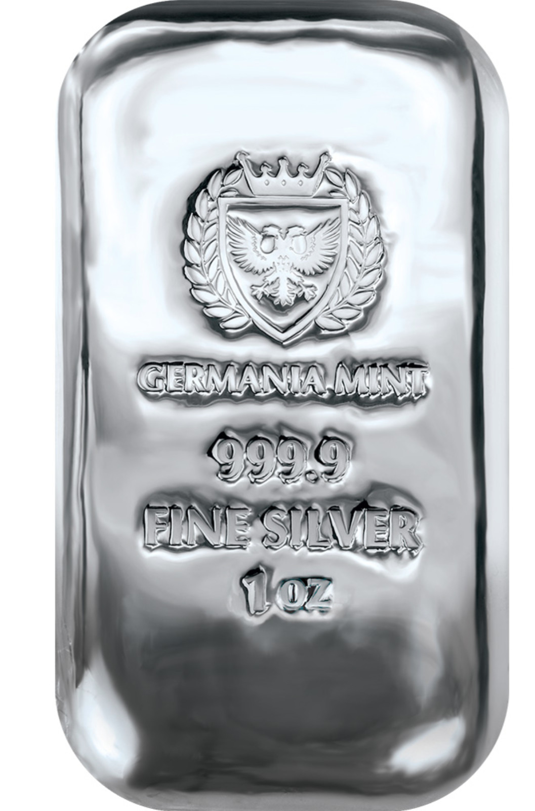 1 oz Germania Silver Bar Mint Shiny .9999 FINE Cast Bar – Poured Like BACKORDER