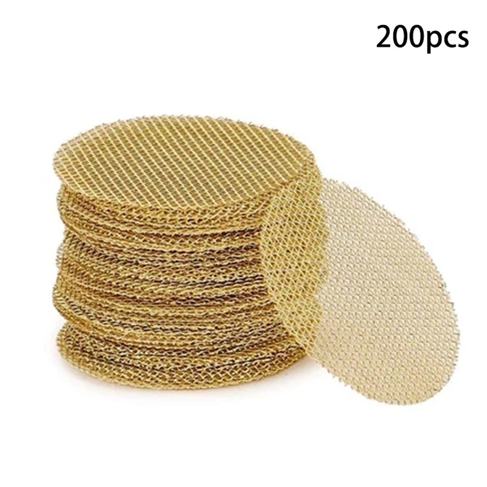 200pc 19mm Pipe Screens Gold/Brass Keep Ash Tobacco Particles from Entering Pipe