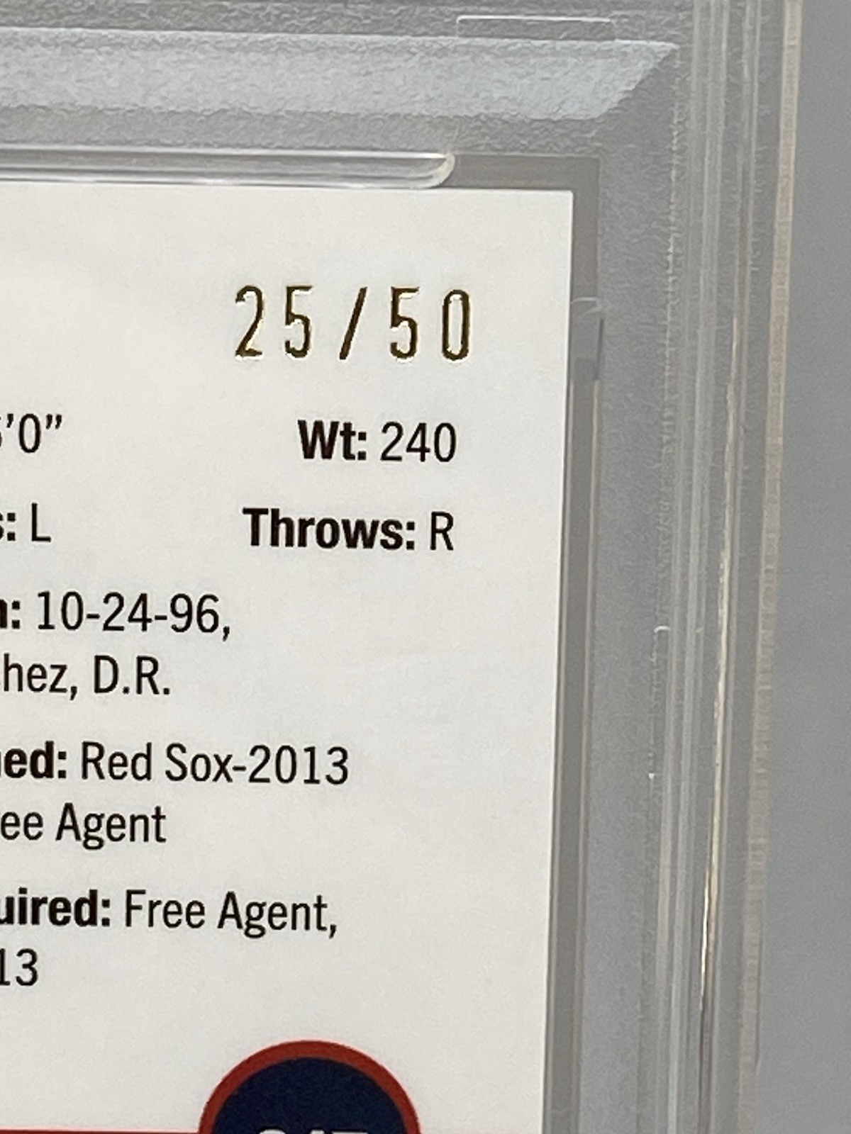 2023 Topps Pristine GOLD REFRACTOR Rafael Devers /50 Electric PSA 10 POP 3
