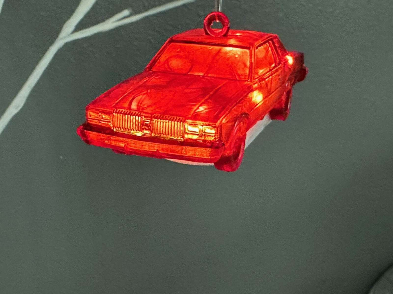 Oldsmobile Cutlass Christmas Ornament Transparent Red 4″