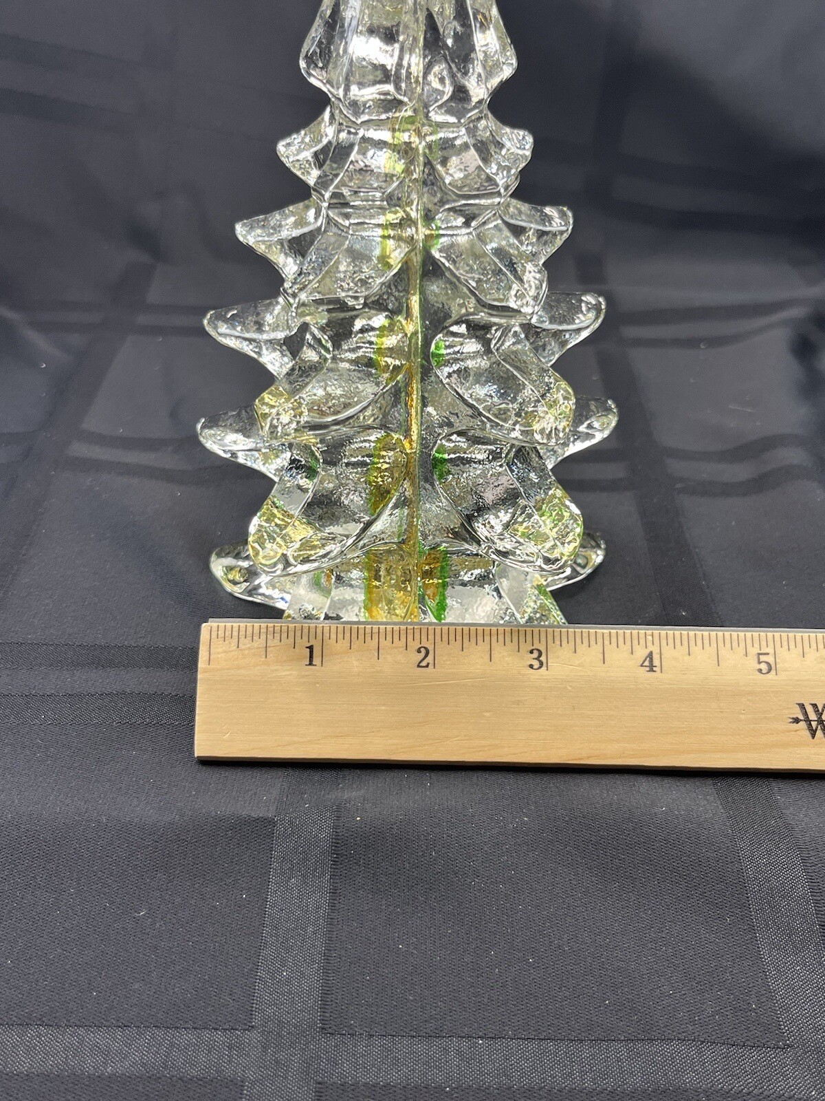 Hqt Solid Glass Christmas Tree W/ Orange & Green Swirls. Very Heavy, Handmade