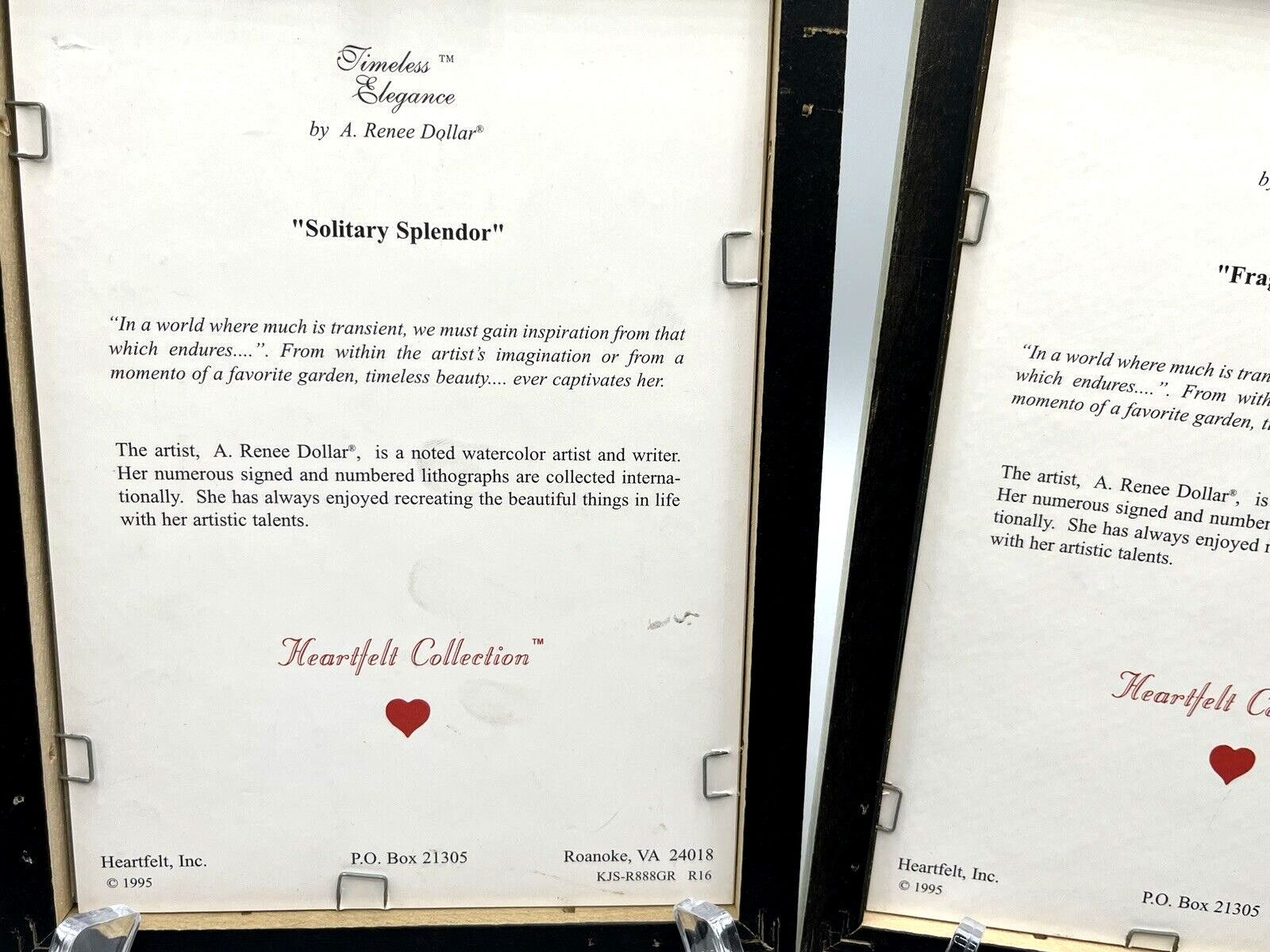 Timeless Elegance Signedby A Renee Dollar 1995 Heartfelt Collection Two Pictures