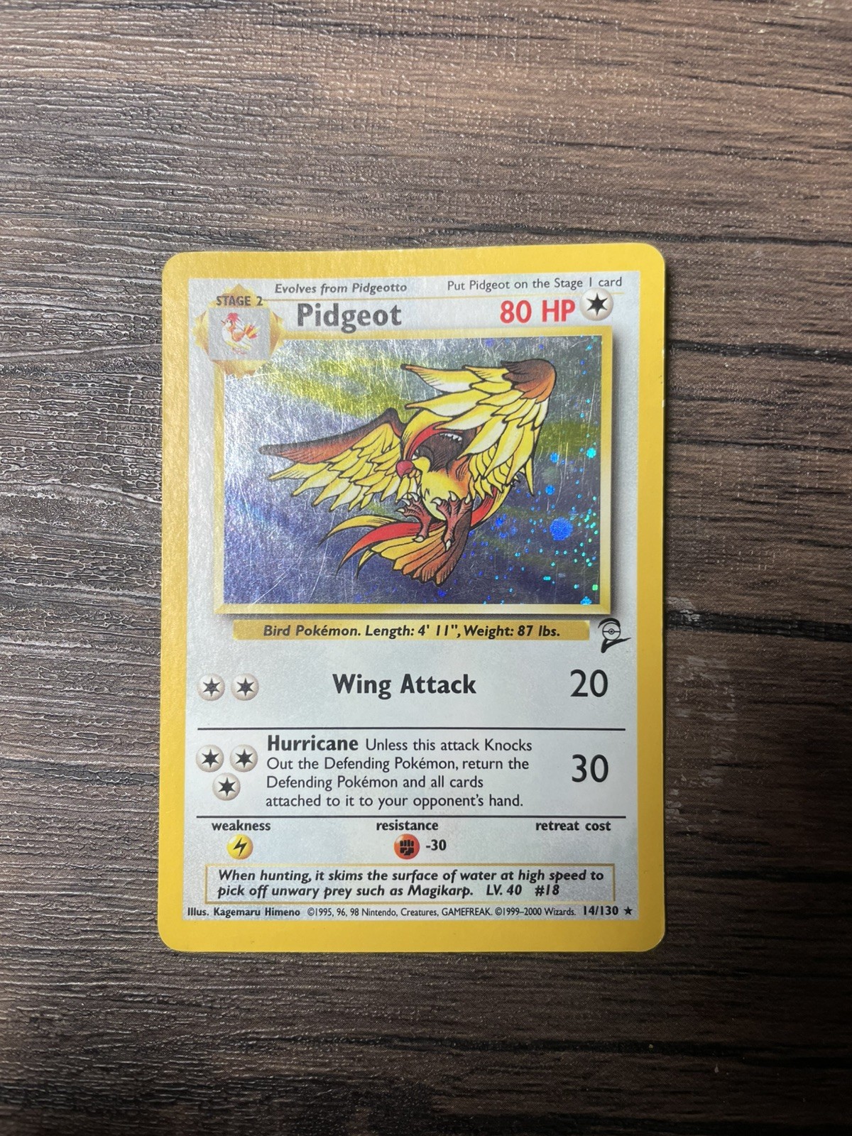 Pokémon TCG Pidgeot Base Set 2 14/130 Holo Rare HP.