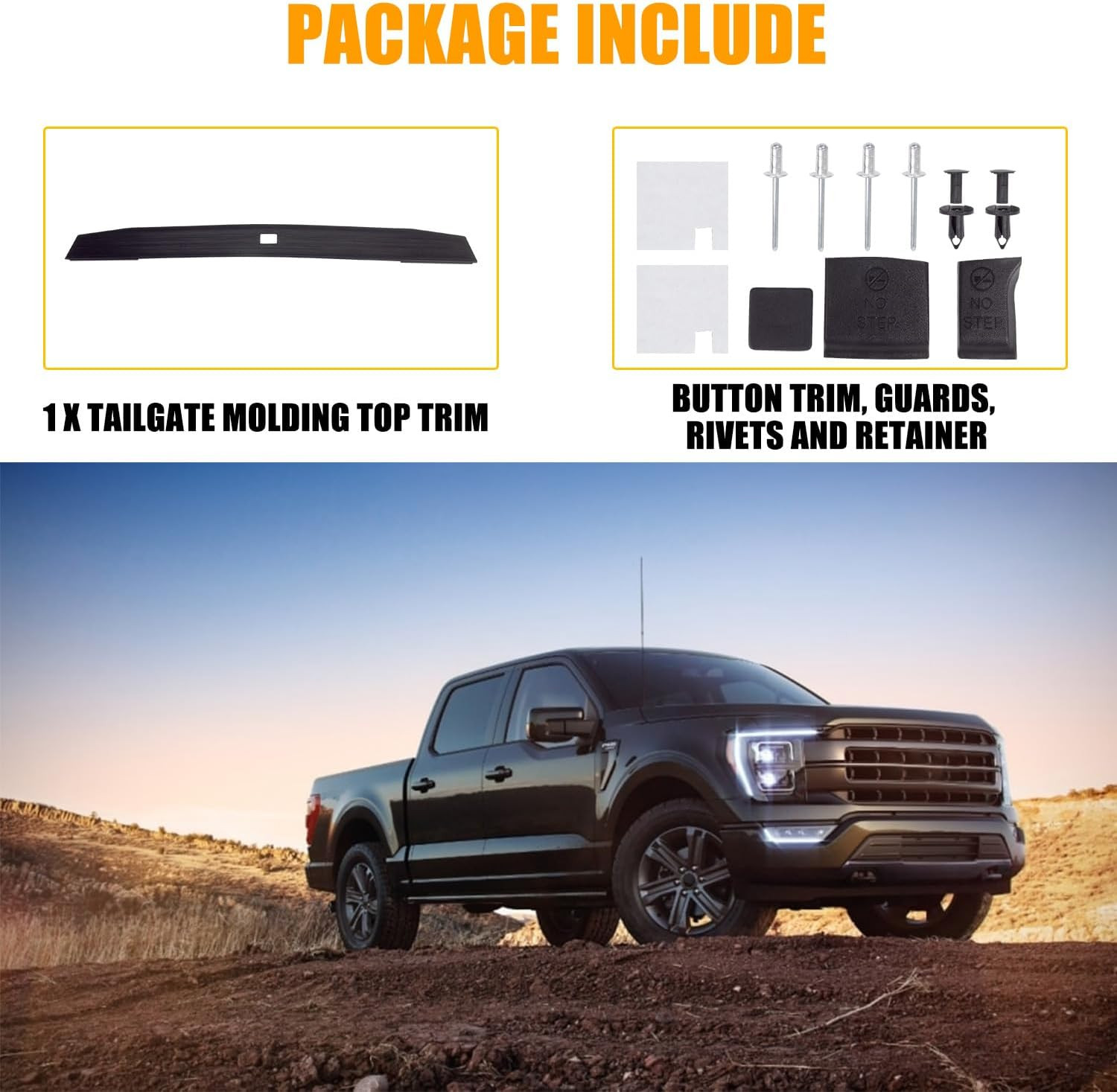 Tailgate Molding Top Trim Cap Compatible with 2021 2022 2023 2024 2025 Ford F150