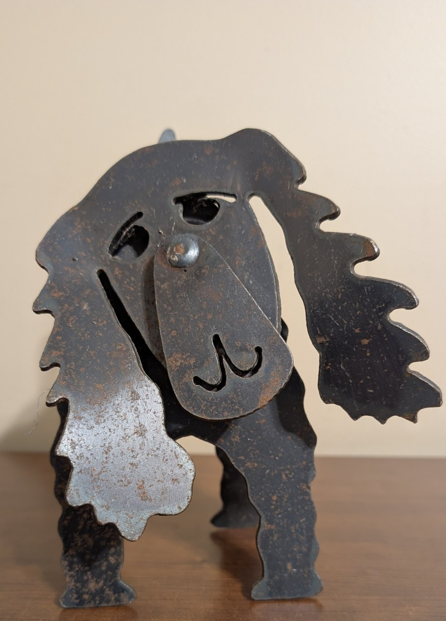 Brutalist IRON Metal Cocker Spaniel Cutout Doorstop Whimsey Signed