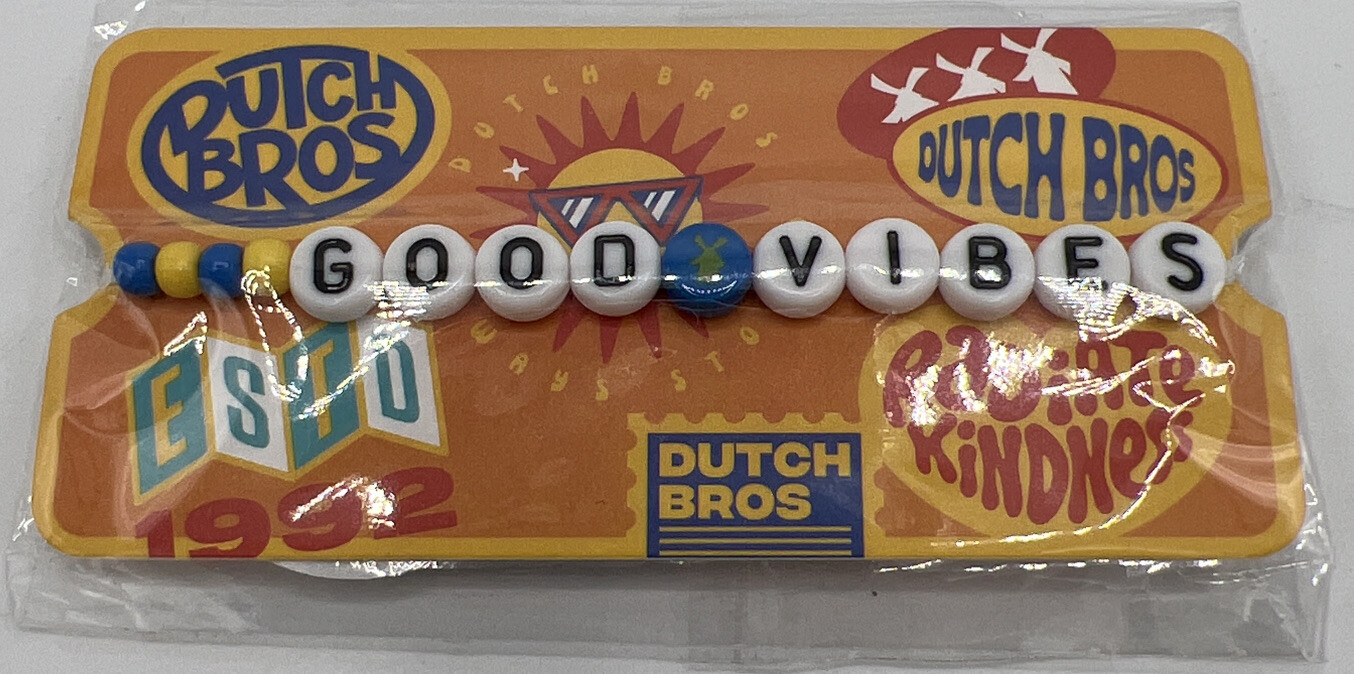 Dutch Bros Coffee “Good Vibes” Friendship Bracelet NEW