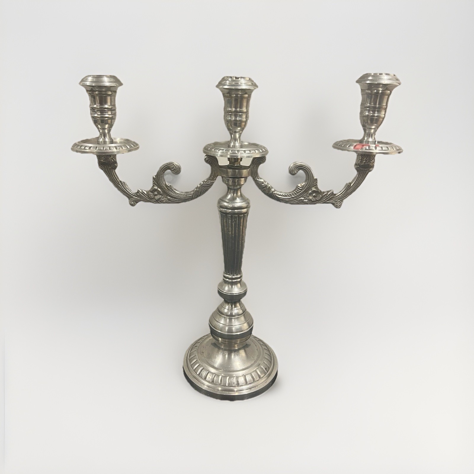 Silver Metal 3-Arm Candelabra Candle Holder Traditional Indoor Decor