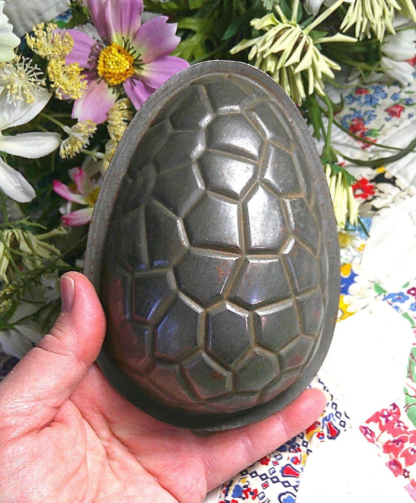 Vintage Chocolate Mold HALF Easter Cracked Egg Anton Reiche 5.5 inch 1920s #2