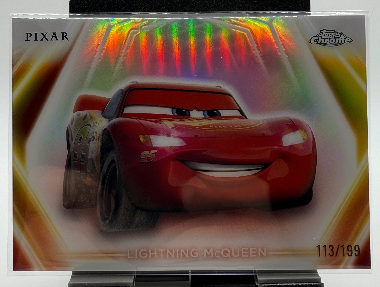 2026 Topps Disney Neon Lightning McQueen Topps Chrome Neon Etch Refractor /199