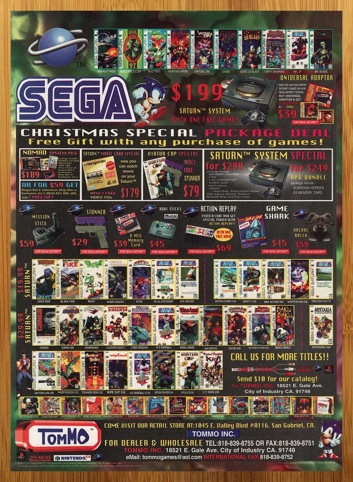 1996 TOMMO Video Games Print Ad/Poster Retro Sonic Sega Genesis CD Promo Art 90s