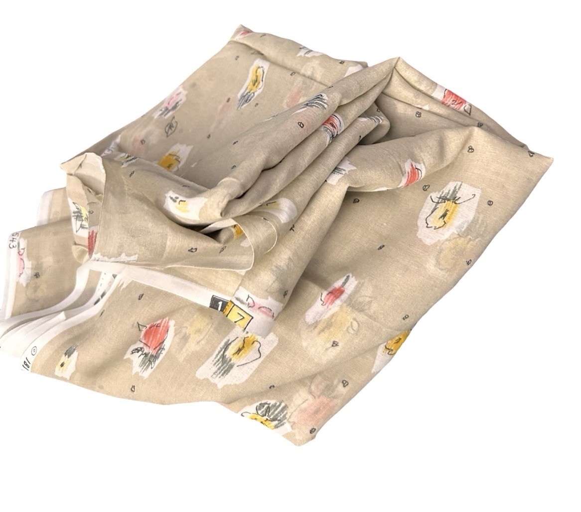 5.5 Yards JBJ Fabrics Watercolor Abstract Floral Brown Pastels Colorful 44” Wide