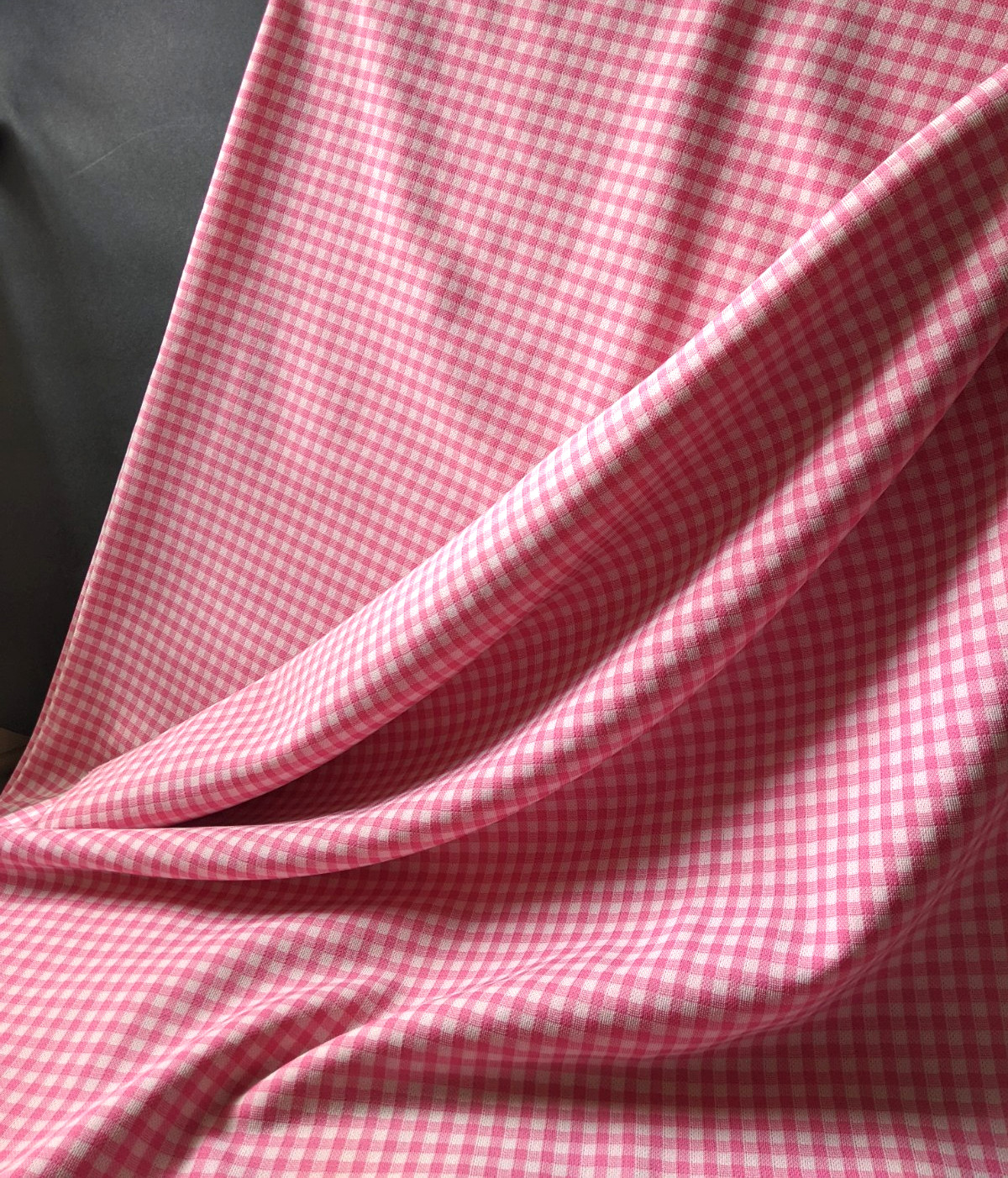2.27 Yards Fabric Pink Gingham Polyester Woven 58″ Wide Crafts Sewing Material