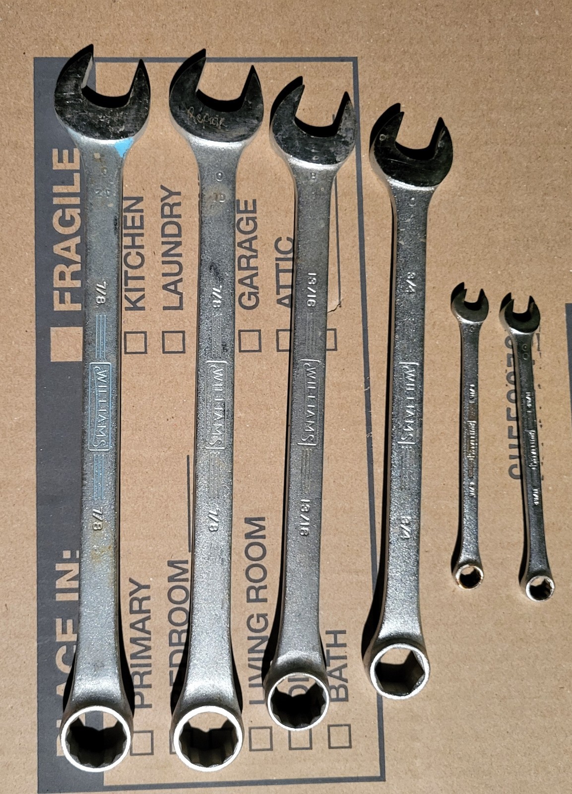 Williams Superrench Combination Wrench. USA 7/8, 13/16, 3/4, 11/32, 5/16 5 Pcs