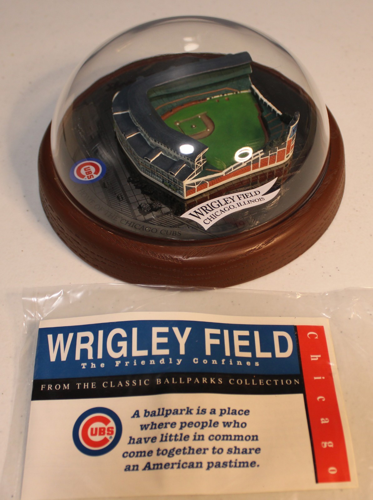 Wrigley Field Ballpark under dome Chicago Cubs Ernie Banks sig 1996 #5016A