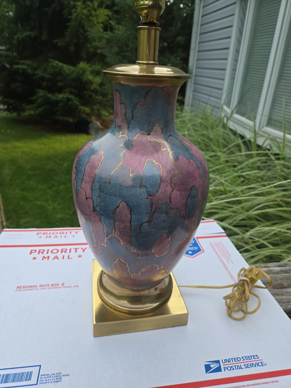 Vintage Frederick Cooper Purple/Blue Ginger Jar Lamp – Abstract Art Pottery