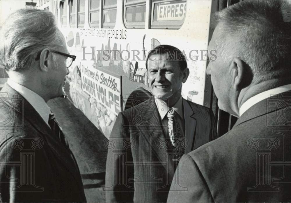1972 Press Photo Transportation Leaders John Volpe, Sven Engstrom, Don Samuelson