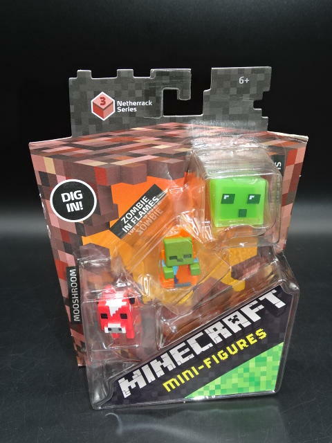 Mattel Minecraft Mini Figures Set I (3-Pack), Series 3 Mooshroom, Zombie, Slime